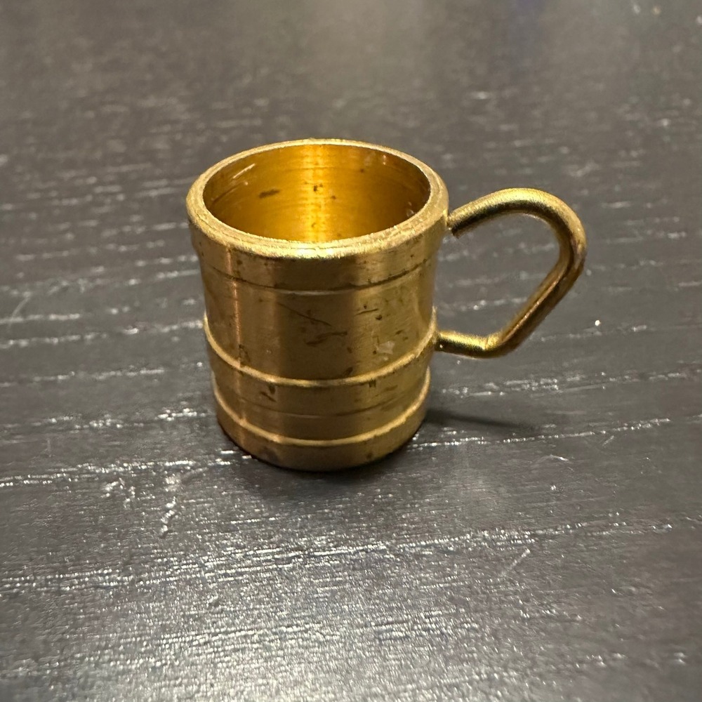 Vintage Solid Brass‎ Miniature Mug Tankard Made in Holland Barrel Style Curio